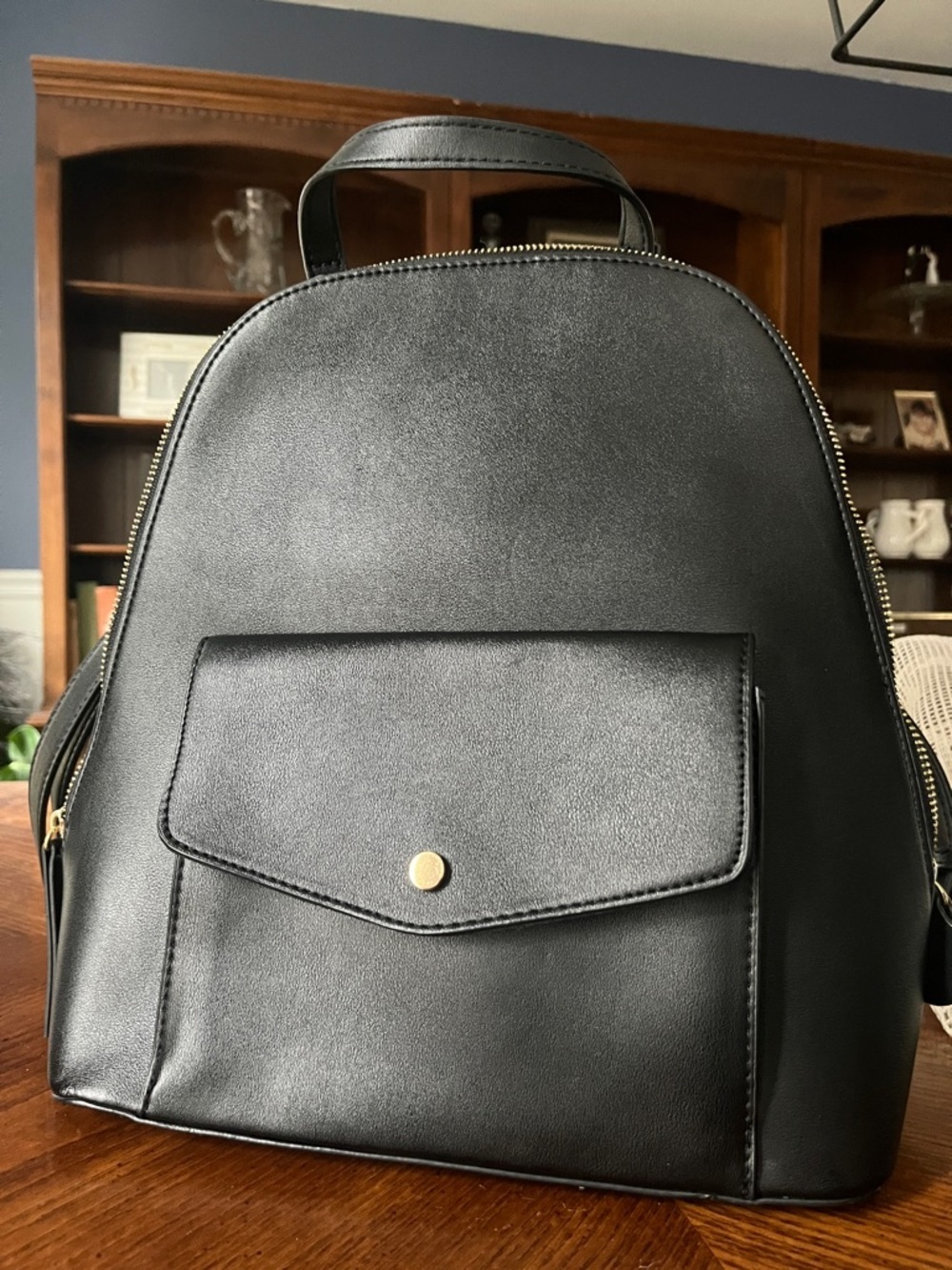 Neiman Marcus Black Vegan Leather Structured black Backpack